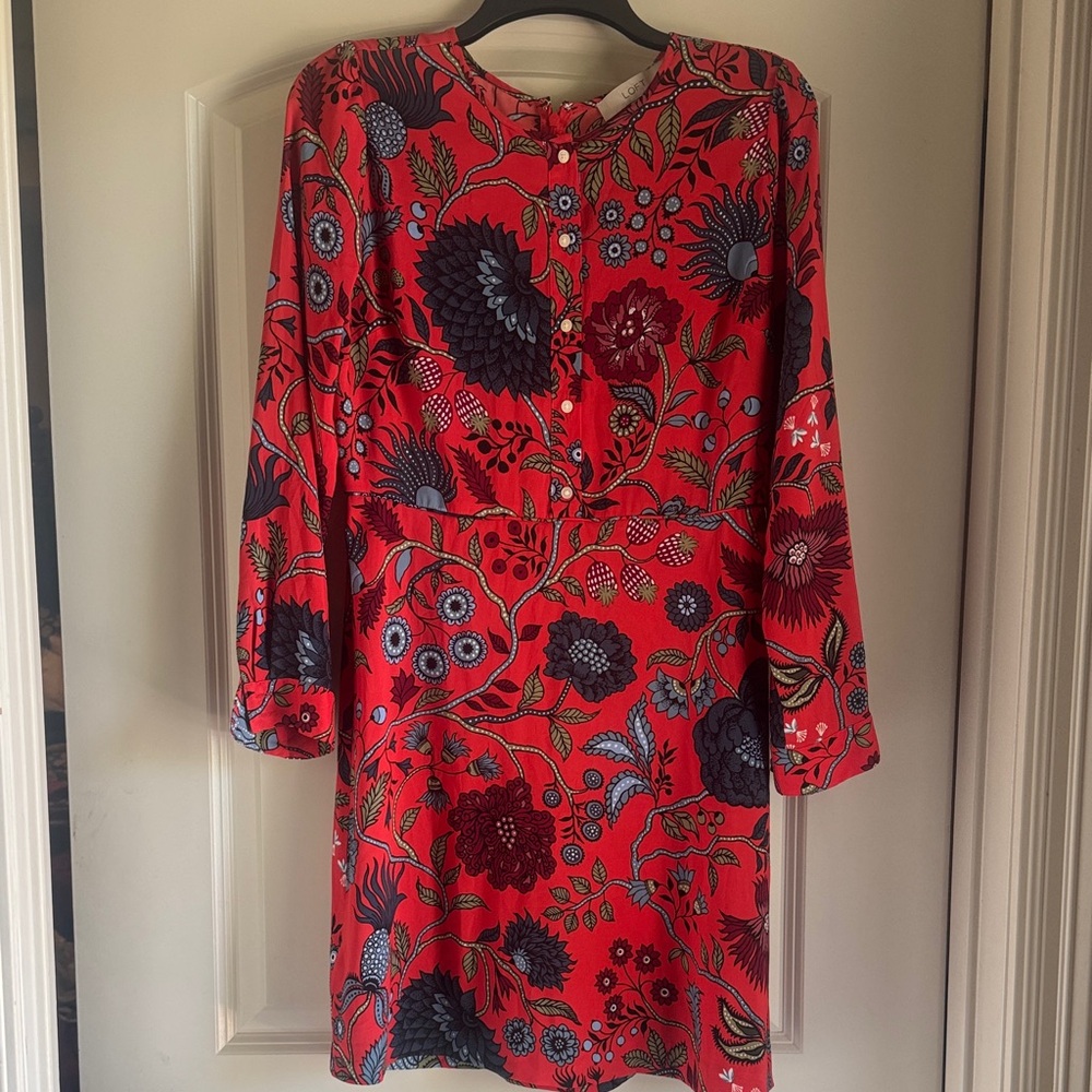 LOFT Red Floral Dress